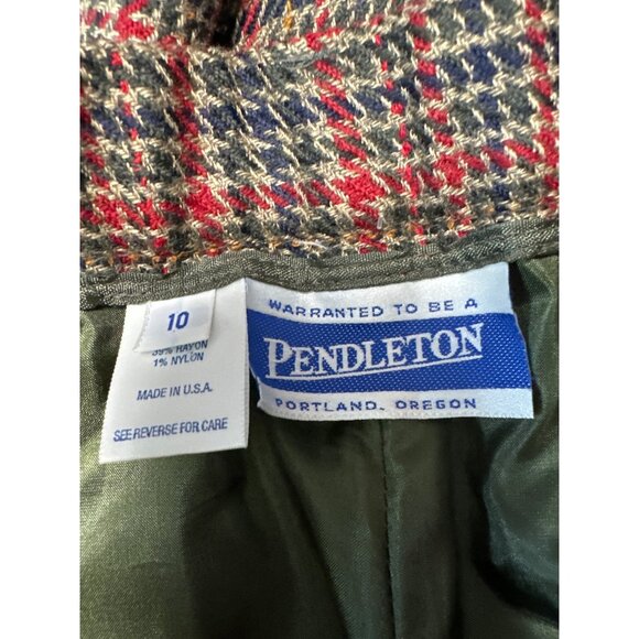 Pendleton Vintage Womens Plaid Wool Blend High-Waisted Trousers Size 10 - Picture 5 of 10